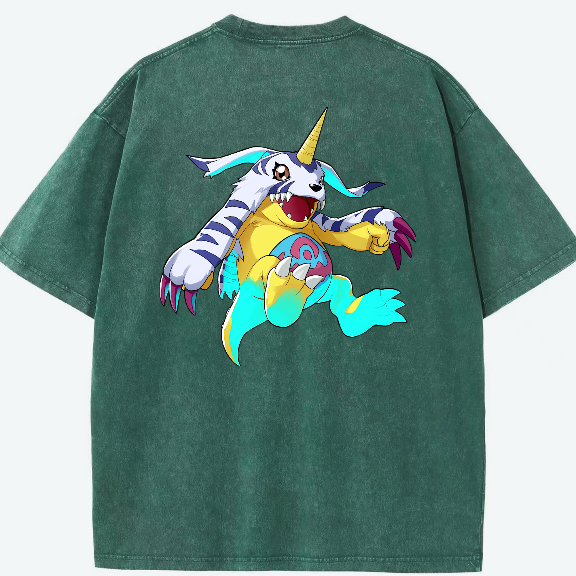 （画像用） Digimon デジタルモンスター/デジモン 綿100% ヴィンテージ風 半袖Tシャツ（背面プリント）